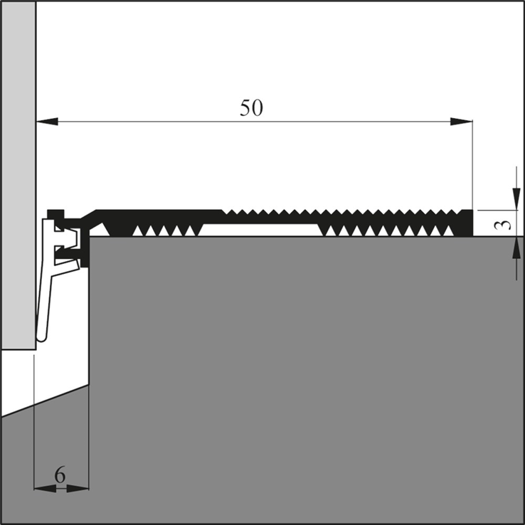 slijtdorpelstrip aluminium ellen met lip