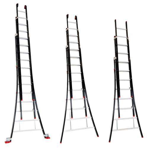 Reformladder Alu.Zwart Magnus Kelfort - 3X 8 TREDEN /GEBOGEN BOOM