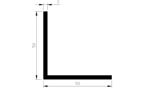 Hoekprofiel Aluminium Brute - 50X50X3.0MM 3M