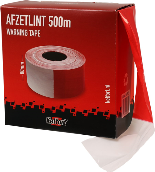 Afzetlint Rood/Wit Kelfort - 80MM X500M