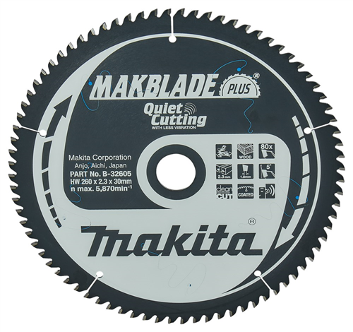 Cirkelzaagblad Hm Makita - 260X2.3X30MM 80T ATAF