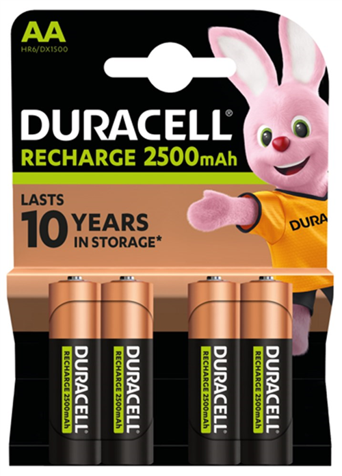 Batterijen Oplaadbaar Penlite Duracell - AA HR06 1.2V SET à 4 STUKS