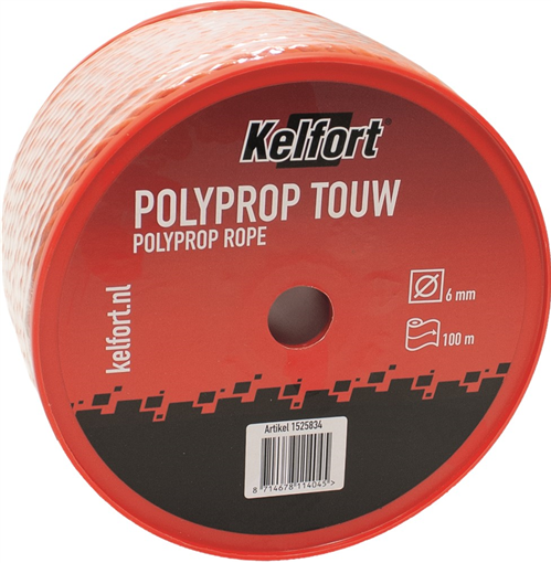 Koord Gevlochten Polypropyleen Kelfort -  6MM 220M ORANJE