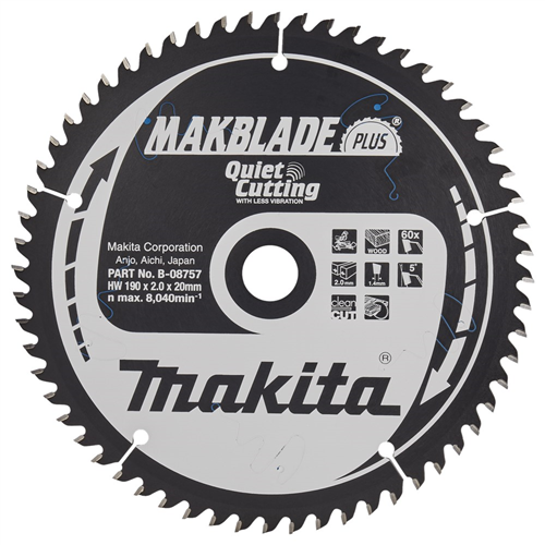 Cirkelzaagblad Hm Makita - 190X2.0X20MM 60T ATAF