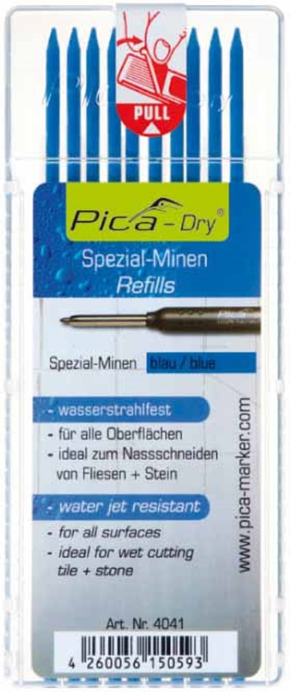 Navulling Diepgatpen Potlood Pica - 4041 10X BLAUW