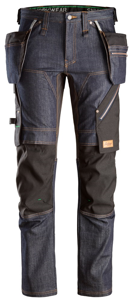 Werkbroek Flexiwork+ Denim Snickers - 6955 DENIM/ZWART 048